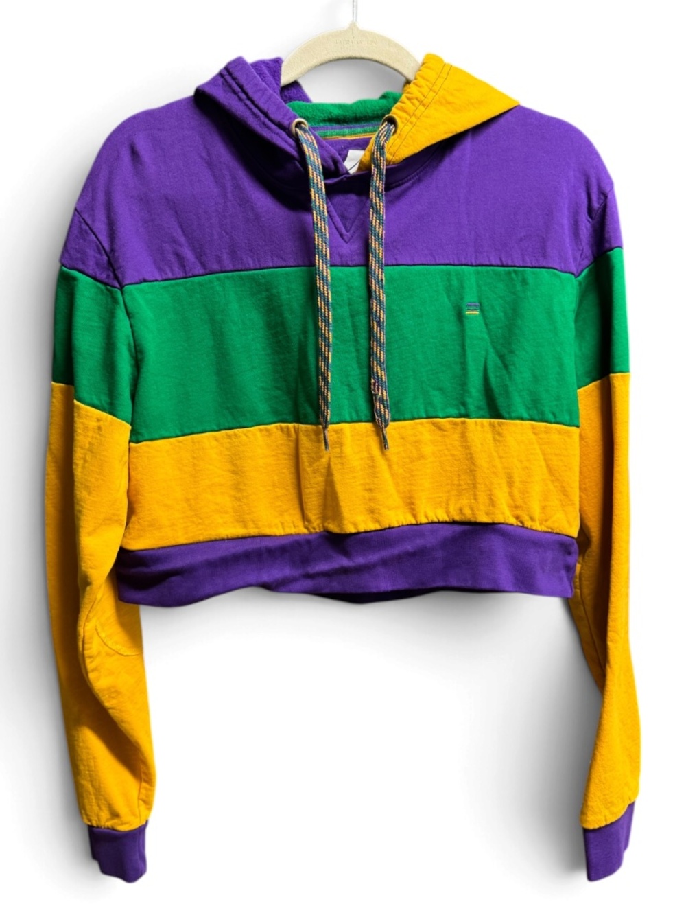 Mardi Gras Creations Youth L/XL Purple Green Gold Cropped Hoodie 2027